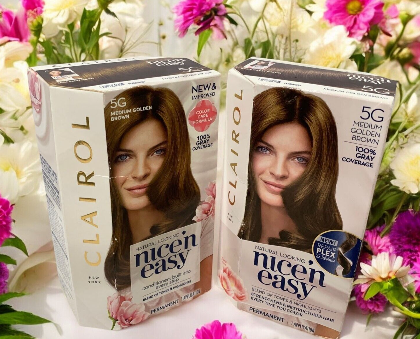 2-CLAIROL Nice & Easy 5G Medium Golden Brown 100% Gray Coverage