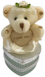 I Love You Bear With Heart Shaped Jewelry Gift Box White