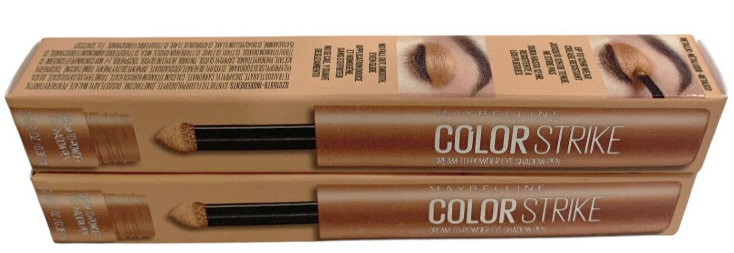 2- MAYBELLINE COLOR STRIKE CREAM TO POWDER EYE SHADOW PEN 0.012oz 35 Flash Metal