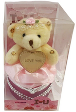 I Love You Bear With Heart Shaped Jewelry Gift Box Pink