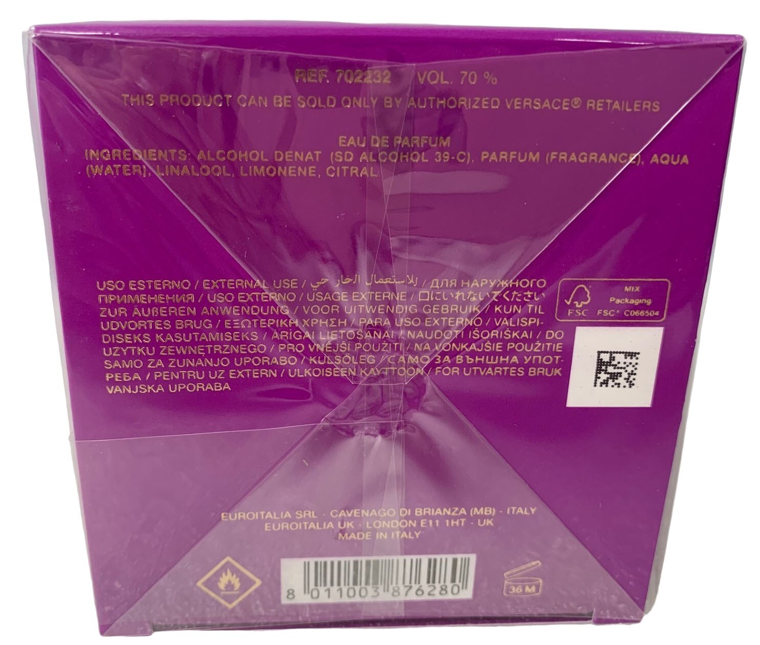 Versace Dylan Purple for Women 3.4 oz Eau de Parfum Spray Sealed Box AUTHENTIC
