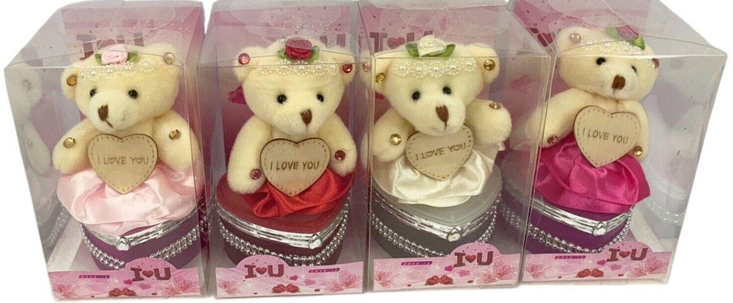 I Love You Bear With Heart Shaped Jewelry Gift Boxes SET OF 4 as On The Pictures