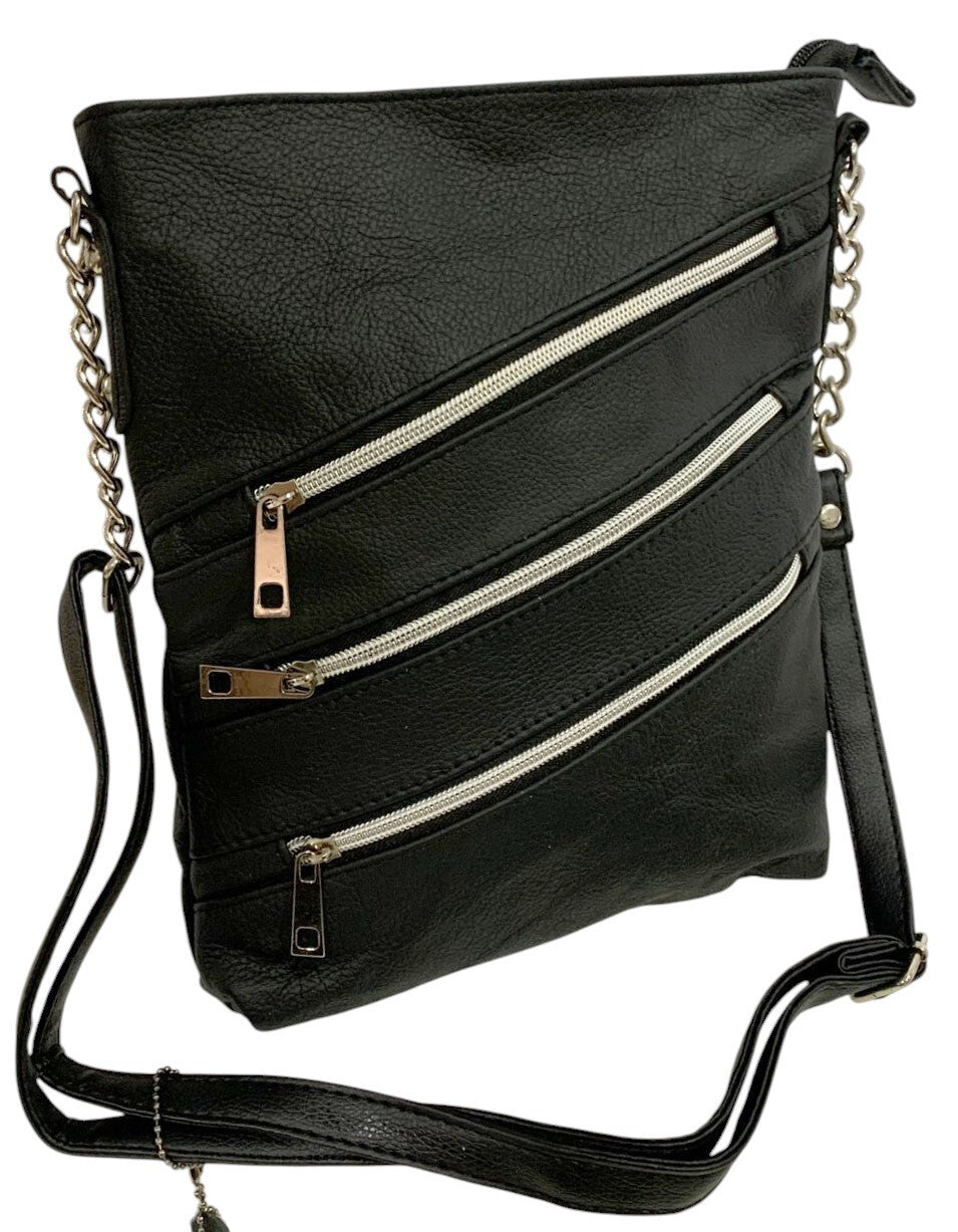 BLACK LARGE SOFT LEATHER MESSENGER SHOULDER BAG CROSS BODY SATCHEL MEN &WOMEN