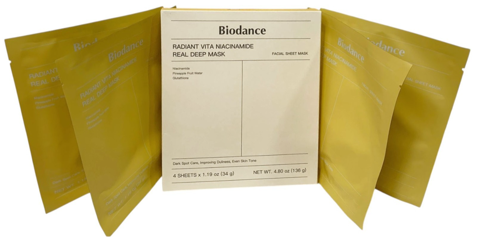 Biodance RADIANT VITA NIACINAMIDE REAL DEEP MASK PACK 34g x 4ea - DARK SPOT CARE