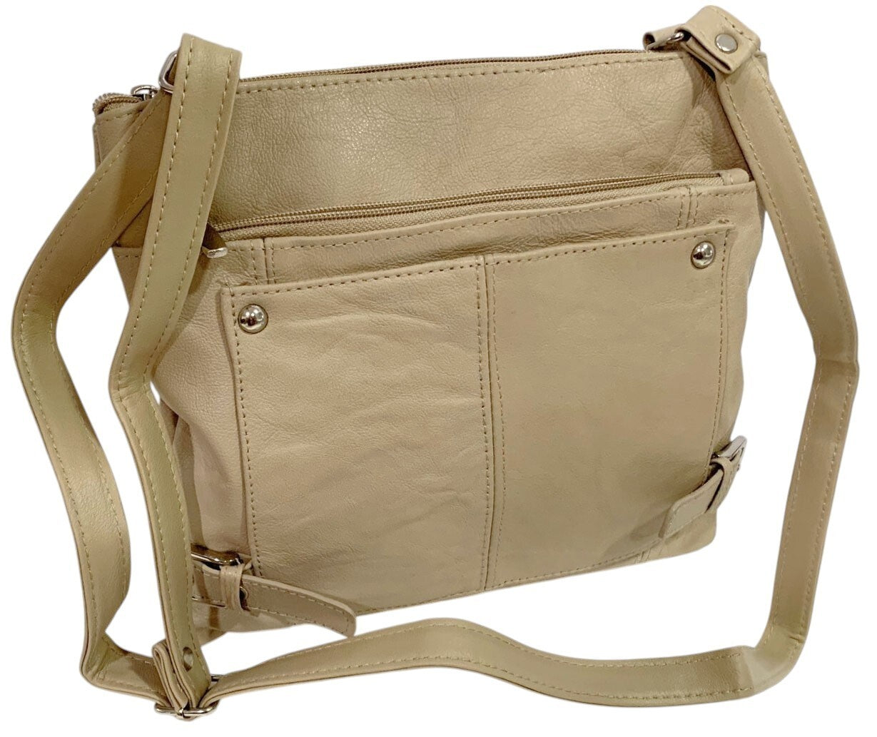 IVORY WOMEN MEDIUM COWHIDE LEATHER CROSS BODY SHOULDER BAG HANDBAG PURSE HOBO