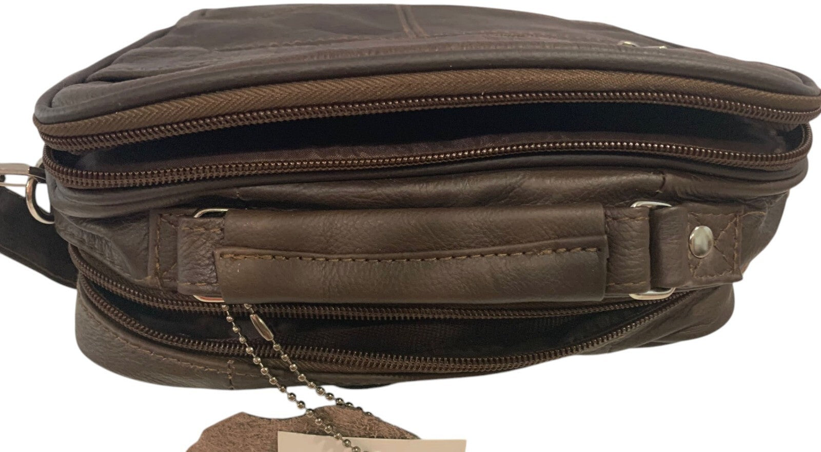 Brown Large Cowhide Leather Messenger Crossbody Shoulder Bag Satchel for Men
