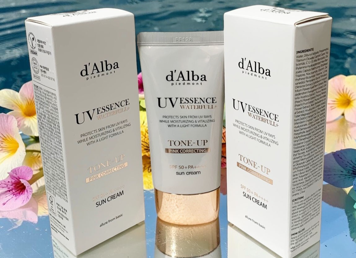D'ALBA Waterfull UV Essence Tone-Up Sun Cream Pink Correcting 50ml+50ml Duo SET
