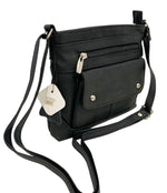 Black Cowhide Leather Small Handbag Crossbody Shoulder Bag  Purse for Women