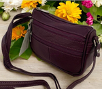 Purple Soft Cowhide Leather Small Handbag Crossbody Shoulder Bag  Purse 4 Women