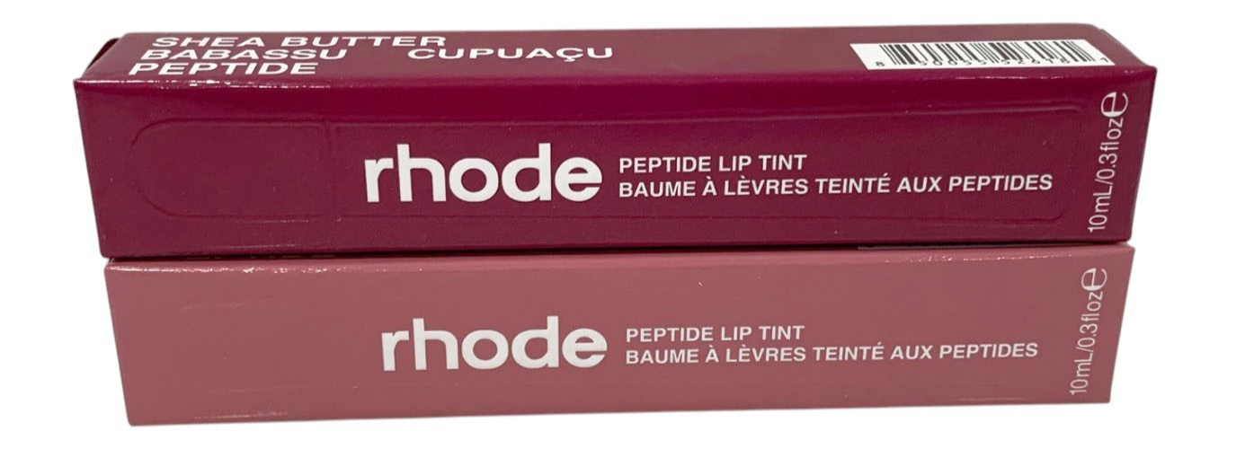 Rhode Peptide Lip Tint 10ml Shea Butter Sheer SET of 2 SALTY TAN & RASPBERRY JEL