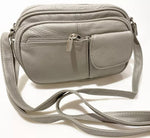 NEW GRAY COWHIDE LEATHER CROSSBODY BAG PURSE ORGANIZER 7 CC SLOTS ID HOLDER