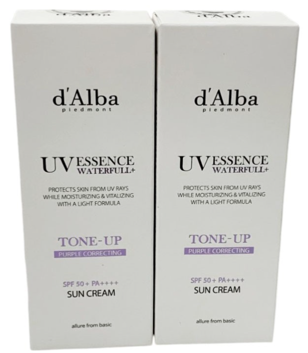 D'ALBA WATERFULL UV ESSENCE TONE-UP VEGAN PURPLE CORRECTING SUNSCREEN SET OF 2
