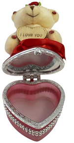 I Love You Bear With Heart Shaped Jewelry Gift Box Red