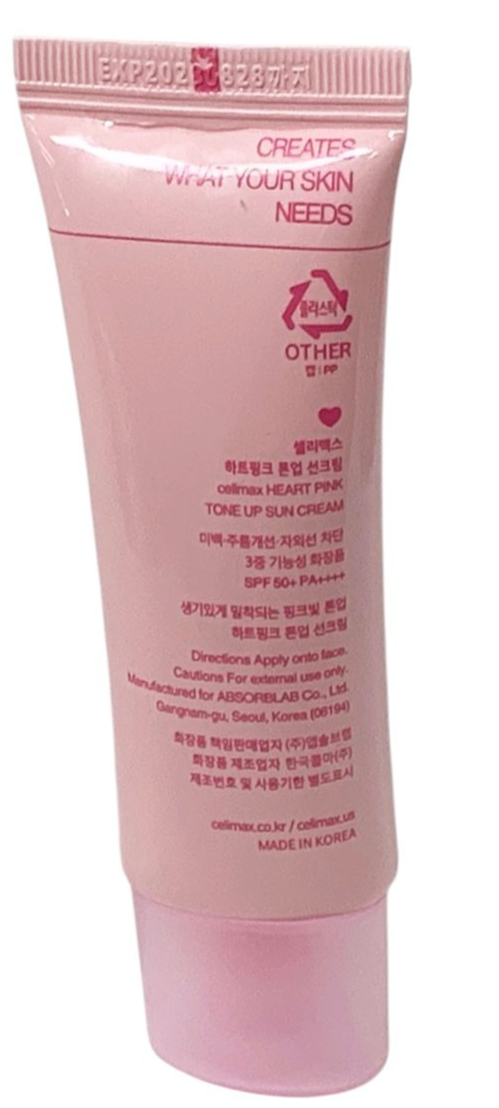 CELIMAX Heart Pink Tone Up Sun Cream SPF50+ PA++++ 40ml 4ALL SKIN TIPES EX 08/28