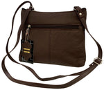 Brown Dark Cowhide Leather Small Handbag Crossbody Shoulder Bag  Purse for Women