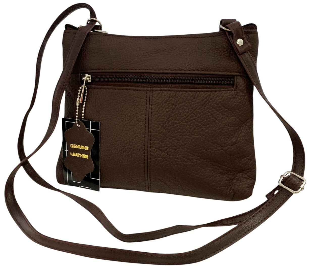 Brown Dark Cowhide Leather Small Handbag Crossbody Shoulder Bag  Purse for Women