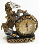 DESK TABLE ANTIQUE STYLE CLOCK WITH RISING HORSE STATUE BATTERY OPERATED