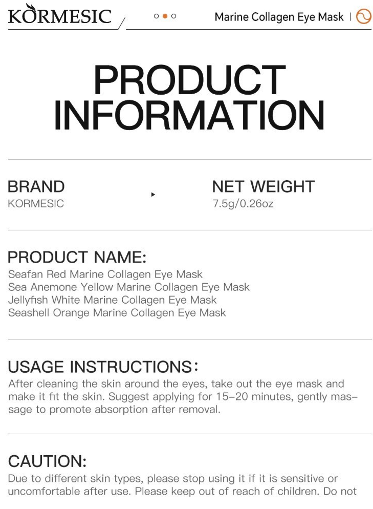 Marine Collagen Eye Gel Mask For Puffy, Fine Wrinkles & Dark Circles 16 Pairs