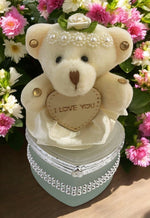 I Love You Bear With Heart Shaped Jewelry Gift Box White