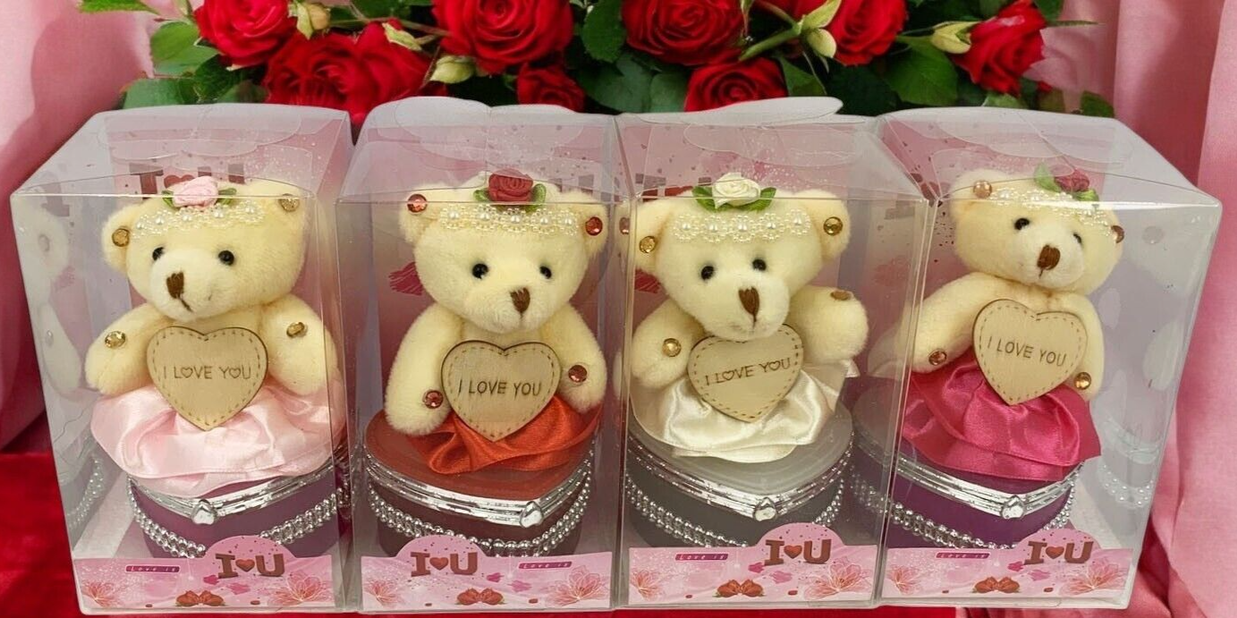 I Love You Bear With Heart Shaped Jewelry Gift Boxes SET OF 4 as On The Pictures