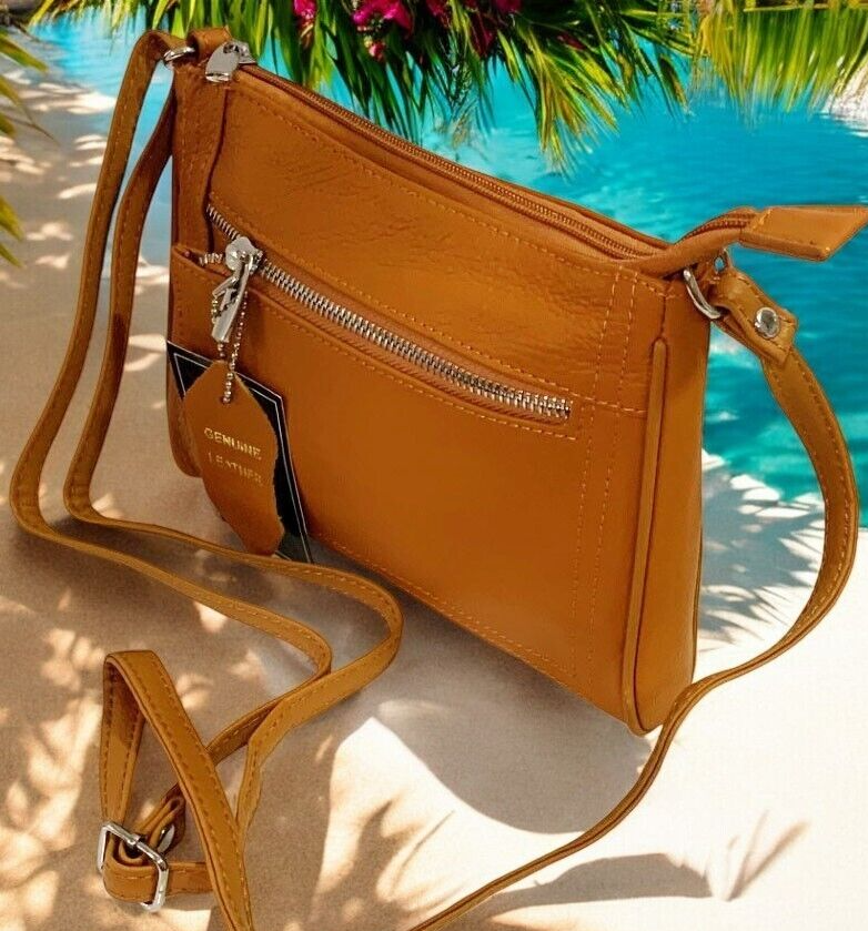 New Orange Cowhide Leather Small Handbag Crossbody Shoulder Bag  Purse for Women