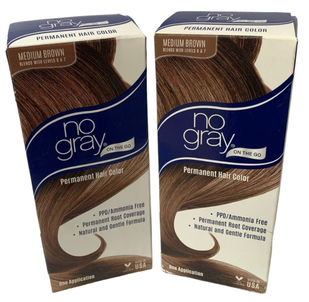 2-No Gray Permanent Root Touch up Ammonia Free MEDIUM BROWN Hair Color NIB