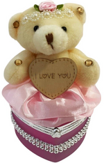 I Love You Bear With Heart Shaped Jewelry Gift Boxes SET OF 2 Red and Pink