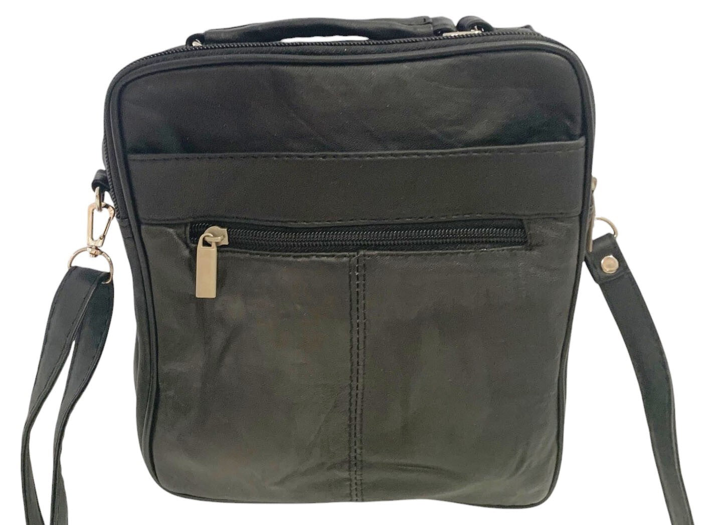 Black Large Leather Messenger Crossbody Shoulder Bag Handbag Satchel for Men