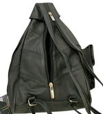 BLACK COWHIDE LEATHER UNISEX  BACKPACK SHOULDER BAG TRAVEL ORGANIZER