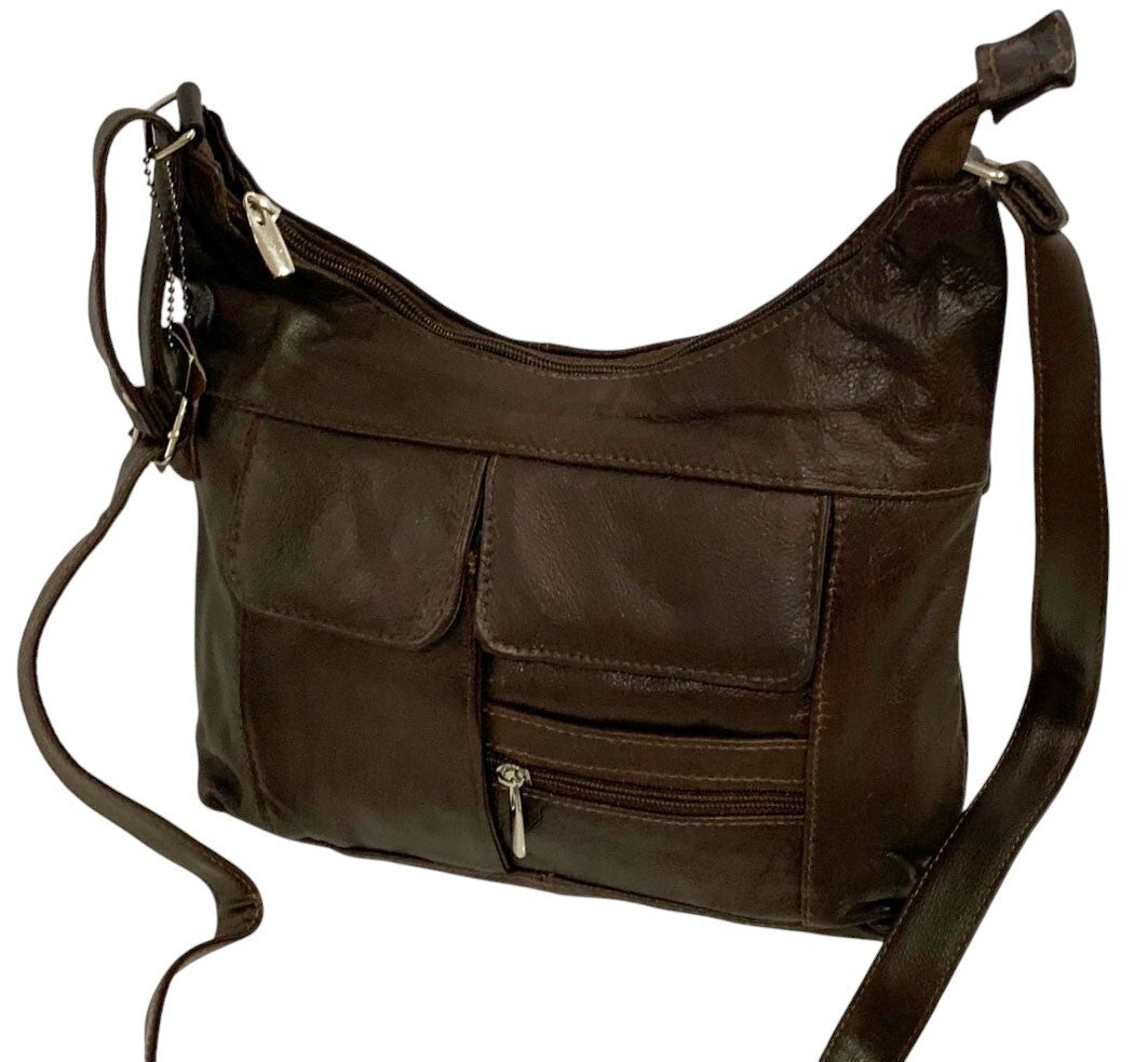 Brown Women Vintage Leather Cross Body Shoulder Bag Handbag Purse Hobo Satchel