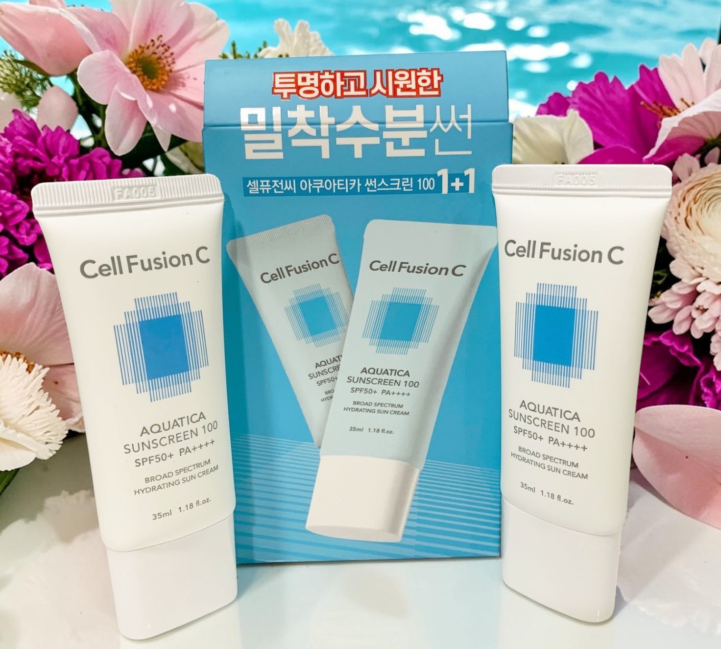 Cell Fusion C Aquatica Sunscreen 100 SPF50+/PA++++ Hydrating Sun Cream Set of 2