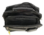 Black Leather Messenger Crossbody Shoulder Bag Organizer Handbag Satchel for Men