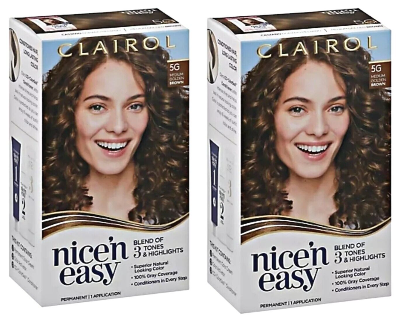 2-Clairol Nice 'N Easy 5G Medium Golden Brown Permanent Hair Color Cream