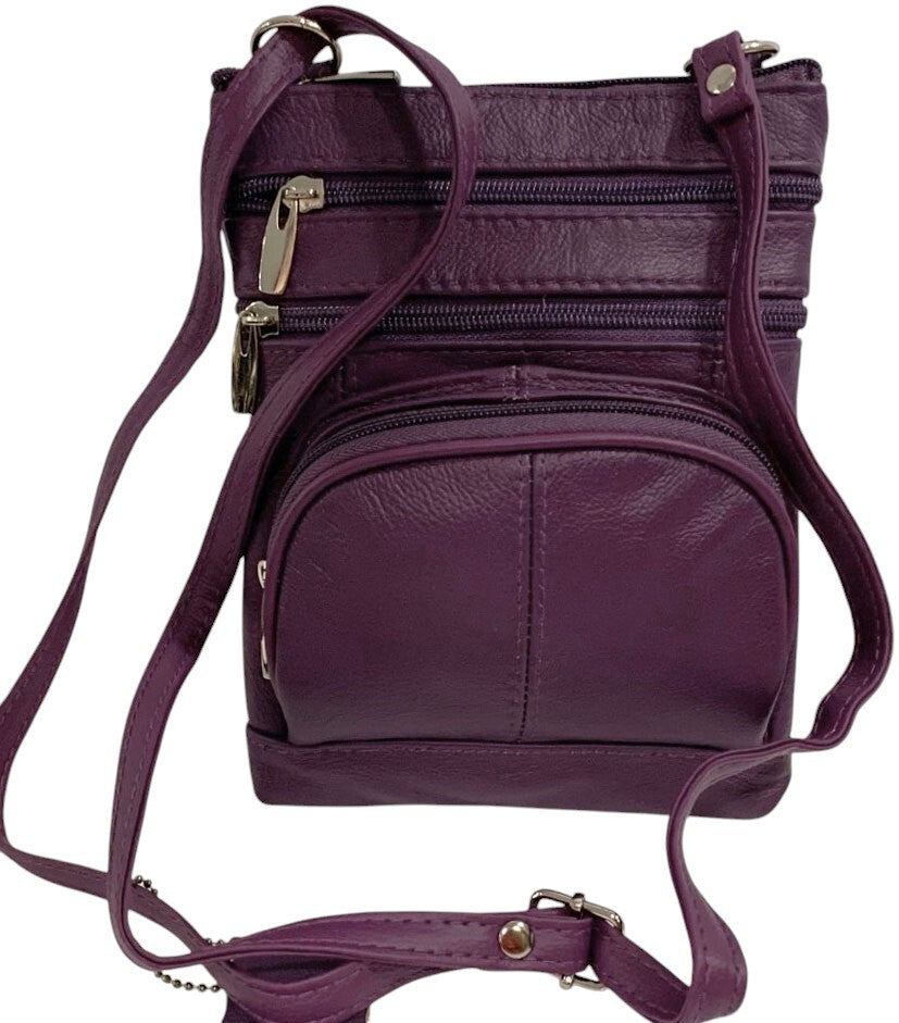 New PURPLE Small Leathers Crossbody Messenger Purse Bag  Adjustable Strap
