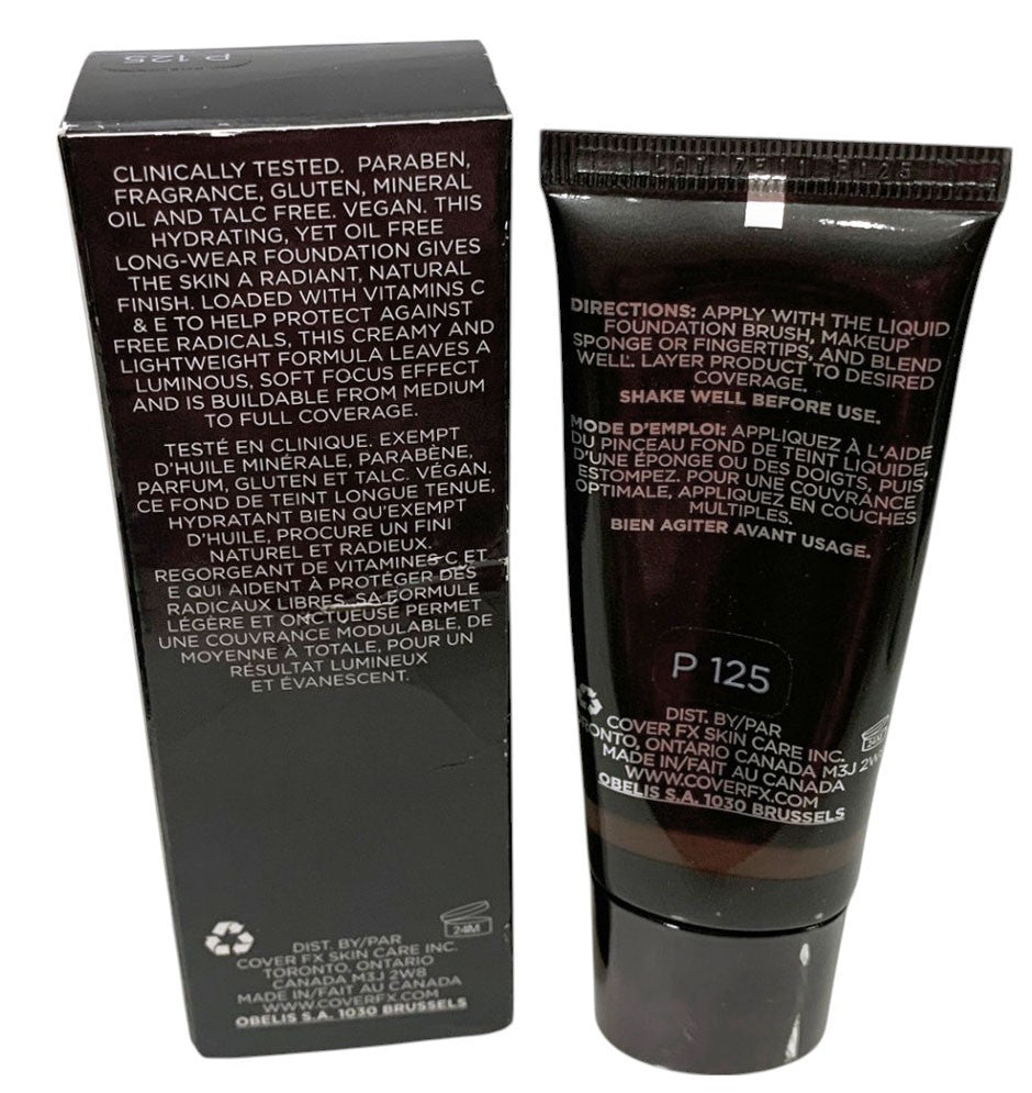 Cover FX Natural Finish Foundation - P 125 - 1oz/30ml -Sealed - New in Box