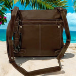 BROWN WOMEN MEDIUM COWHIDE LEATHER CROSS BODY SHOULDER BAG HANDBAG PURSE HOBO