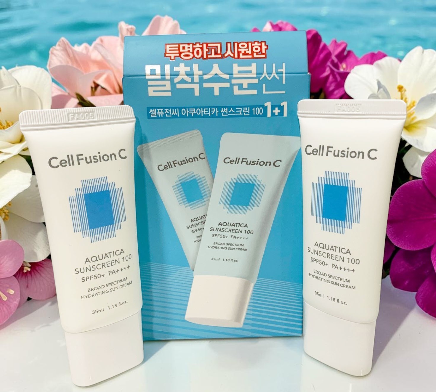 Cell Fusion C Aquatica Sunscreen 100 SPF50+/PA++++ Hydrating Sun Cream Set of 2