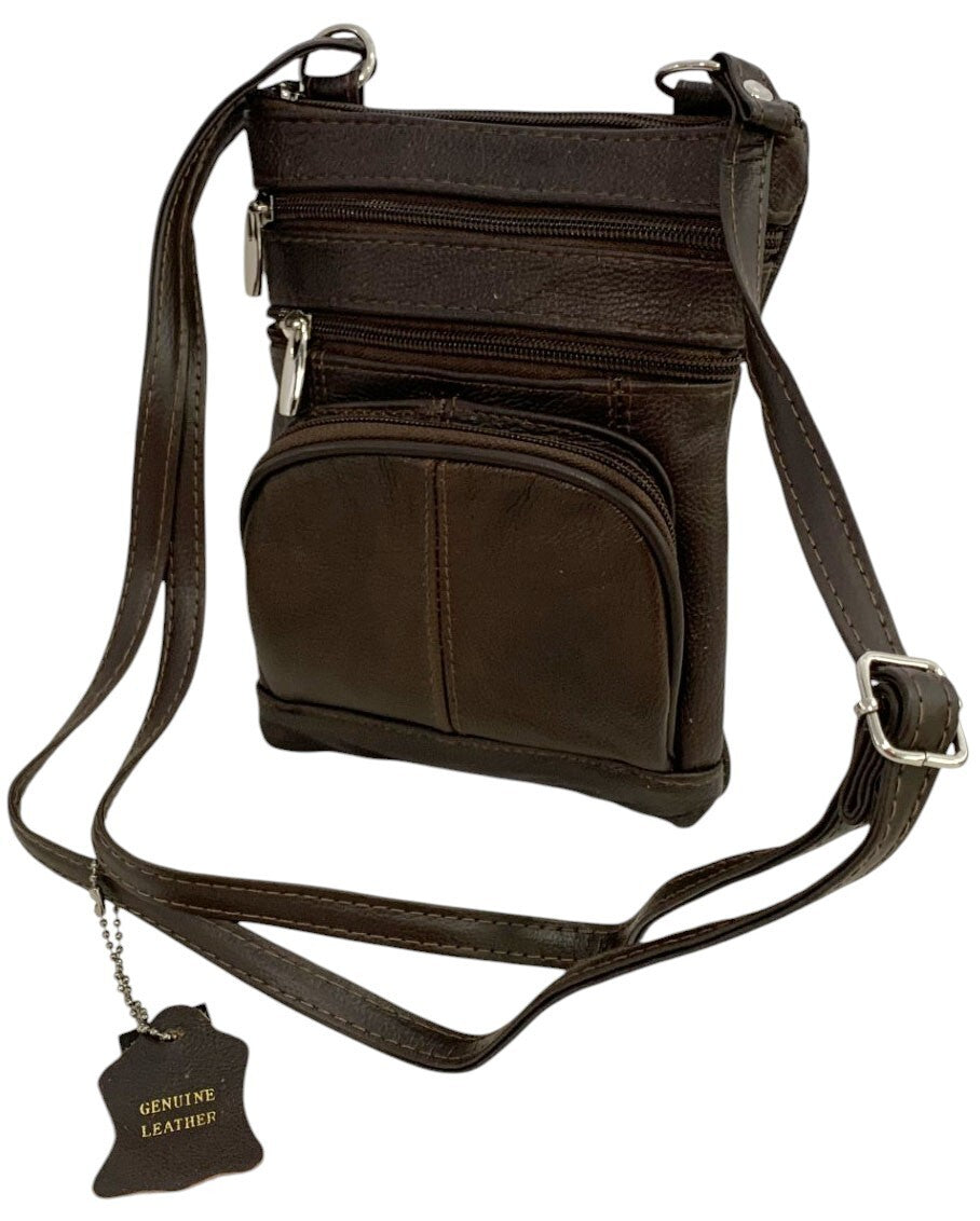 New Dark Brown Small Leathers Crossbody Messenger Purse Bag  Adjustable Strap
