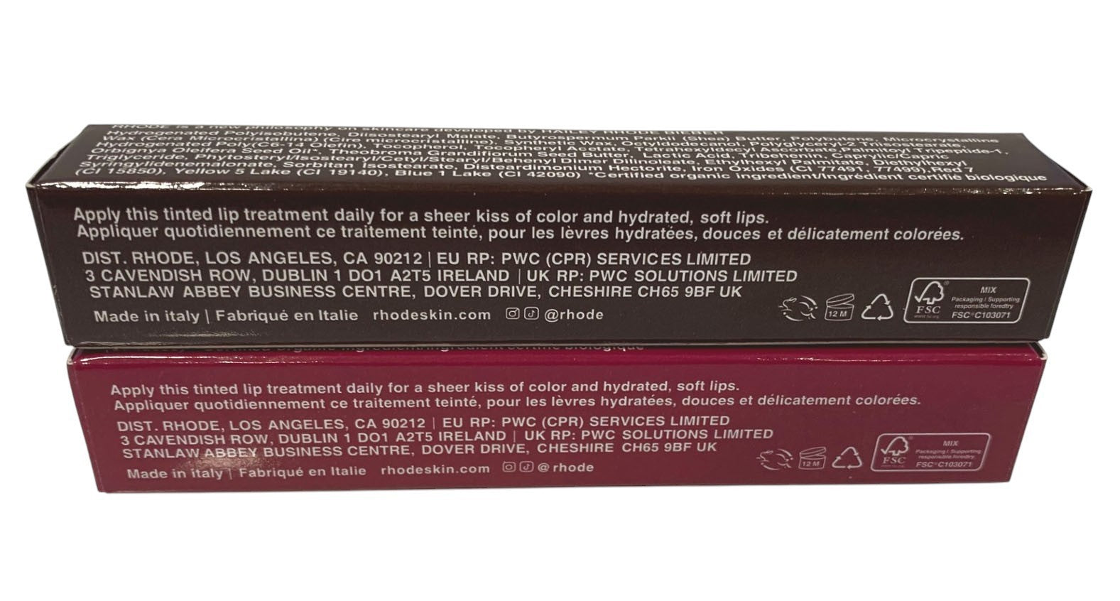 Rhode Peptide Lip Tint 10ml Shea Butter Sheer SET of 2: ESPRESSO & RASPBERRY JEL