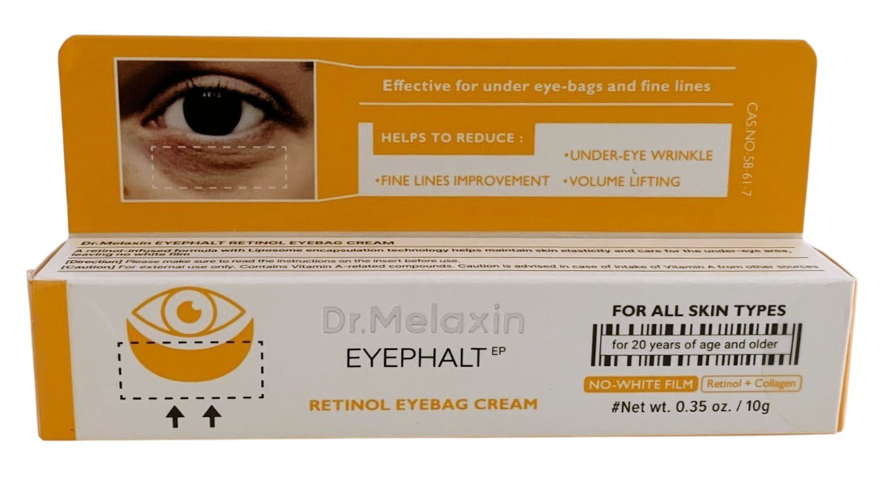 DR Melaxin EYEPHALT RETINOL EYEBAG CREAM, No White Film 0.35oz/10g NEW EXP. 5/28