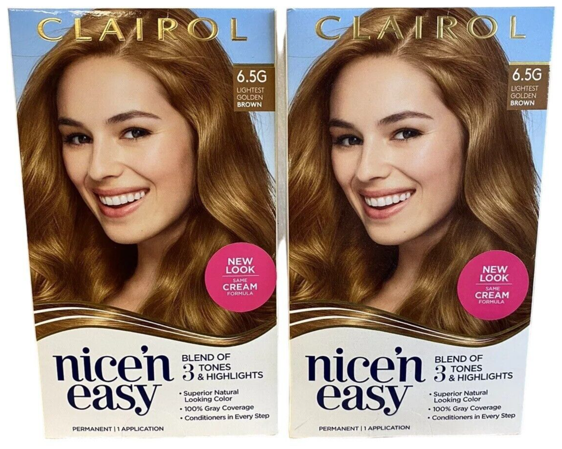 2-Clairol Nice N’ Easy Natural  Permanent Hair Color 6.5G Lightest Golden Brown