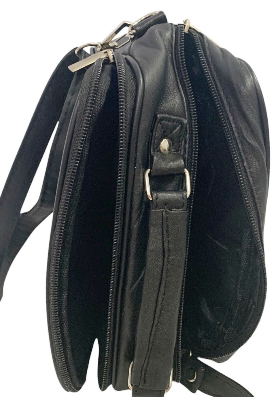Black Large Leather Messenger Crossbody Shoulder Bag Handbag Satchel for Men