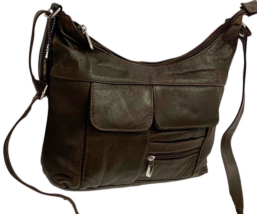 Brown Women Vintage Leather Cross Body Shoulder Bag Handbag Purse Hobo Satchel