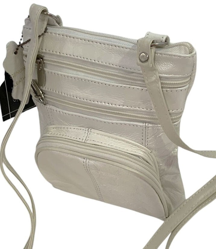 New WHITE Small Leathers Crossbody Messenger Purse Bag  Adjustable Strap