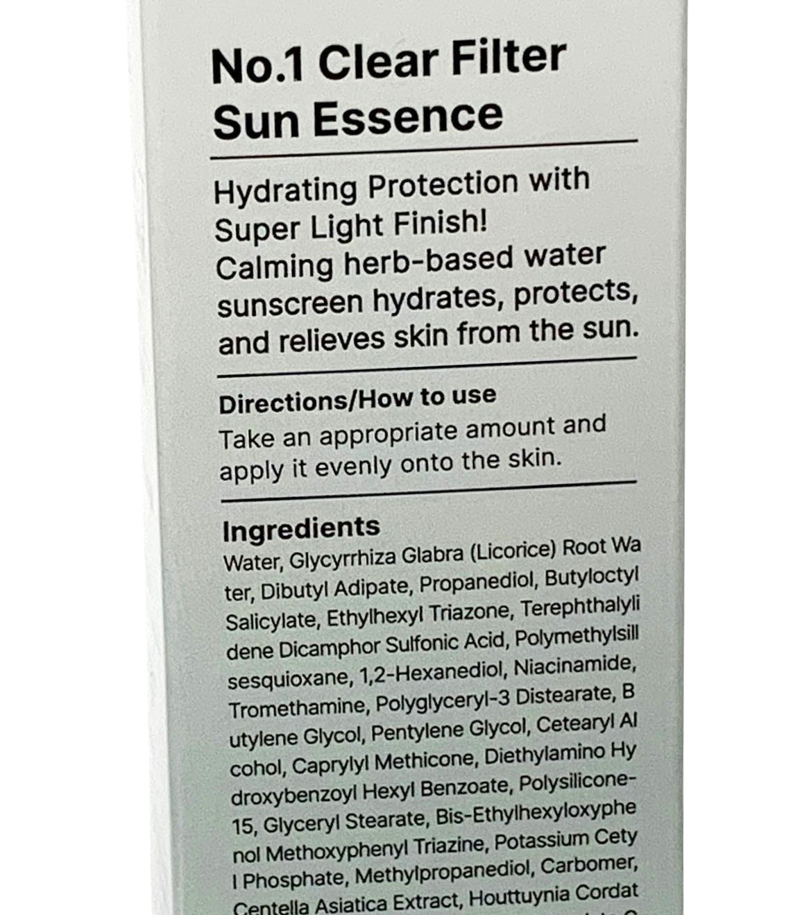 NUMBUZIN No.1 Clear Filter Sun Essence 50ml/1.69oz SPF50+ PA++++ EXP 03/28