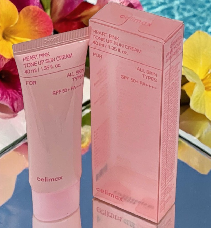 CELIMAX Heart Pink Tone Up Sun Cream SPF50+ PA++++ 40ml 4ALL SKIN TIPES EX 08/28