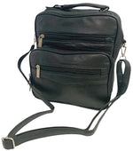 Black Large Leather Messenger Crossbody Shoulder Bag Handbag Satchel for Men