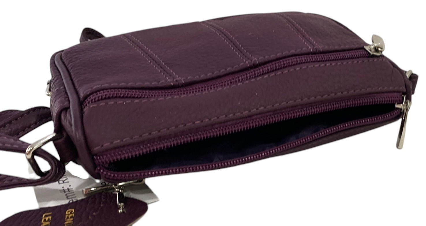 Purple Soft Cowhide Leather Small Handbag Crossbody Shoulder Bag  Purse 4 Women