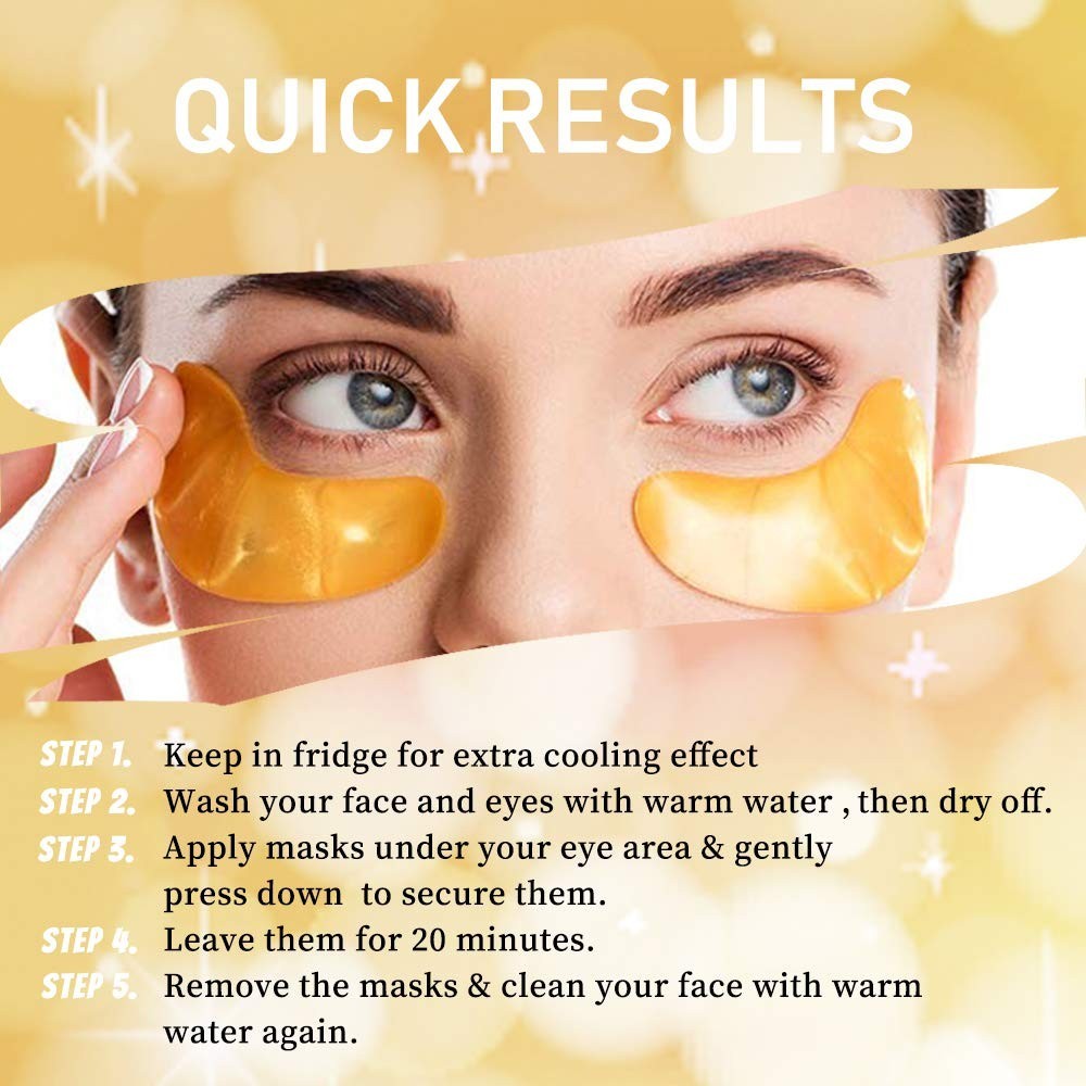 10 Pairs Collagen Crystal Gold Powdered EYE Mask, Anti Aging Wrinkle Exp 04/2028