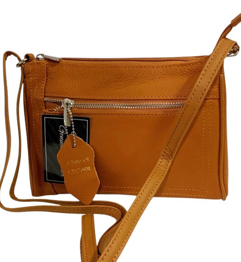 New Orange Cowhide Leather Small Handbag Crossbody Shoulder Bag  Purse for Women